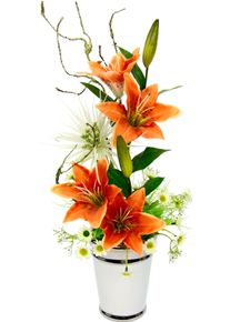 I.GE.A. Kunstplant Arrangement lelies in pot (1 stuk) kunstplanten oranje