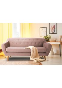 Andas 3-zitsbank Hol met capitonnage achter in scandinavische stijl roze, 3-zitsbanken, 178 cm