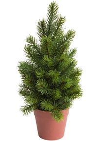 Botanic-Haus Kunst-potplanten Dennenboom in bruine kunststof pot (1 stuk) kunstplanten groen