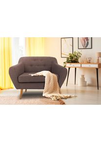 Andas Fauteuil Hol met capitonnage achter in scandinavische stijl fauteuils maat Fijne structuurstof bruin