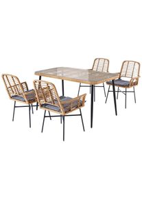 My Flair Tuin-eethoek 1 tafel, 4 stoelen (5-delig) tuinsets zwart