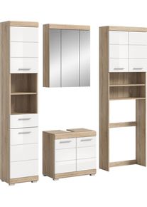 Inosign Badkamerserie Siena, 4-delig, bestaande uit: Hoge kast, WBU, spiegelkast, wasmachine ombouwkast (set, 4-delig) badmeubelsets