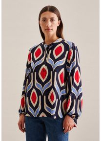 Seidensticker Klassieke blouse Zwarte roos Tunika met geometrische patronen dames blouses maat M (38) blauw