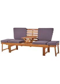 My Flair Tuin loungebank Rügen met uitklapbare tafel en variabele armleuningen loungemeubels bruin