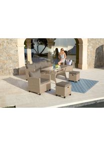 Konifera Tuinset Amsterdam Staal, legplank onder de tafel, loungeset (set, 16-delig) tuinsets