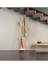 WOODMAN Kapstok MAGELLAN in scandinavisch design, van massief eiken, met 4 haken, fsc kapstokken beige