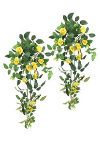 I.GE.A. Kunstbloem Kunstmatige rozenhanger Rozenrank rozenboog rozen bloem rozenkrans decoratie struik (2 stuks) kunstbloemen geel