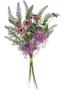 I.GE.A. Kunstbloem nboeket protea, zinnia, lavendel Boeket bloemen, bloemstukken, decoratieve bloem, grafdecoratie (1 stuk) kunstbloemen paars