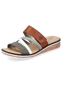 Rieker Slippers , sleehak, zomerschoen, pantoffels met klittenband dames sandaaltjes maat 42 groen