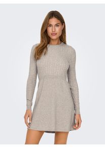 Only Gebreide jurk ONLFIA LS CABLE DRESS KNT getailleerd en met subtiel kabelpatroon in het bovenstuk dames gebreide jurken maat XL bruin