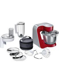 Bosch Keukenmachine Serie 4 MUM58L20, continu rasp- en snijapparaat, mixer, grijs 3 schijven, kom, kneedhaak/mix-/siliconen garde, vaatwasserbestendig