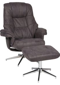 Duo Collection Relaxfauteuil BURNABY met voetenbank en relaxfunctie, 360 graden draaibaar grijs, banken, 82 cm