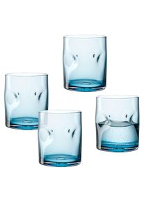 Leonardo Glazenset Drinkglas VESUVIO, 300 ml, 4-stuks set conische vorm, opvallend design - met inkepingen (set, 4-delig) glazen blauw