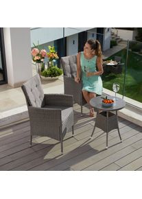 Konifera Tuin-eethoek Balkonset "Mailand" Polyrattan, tafelblad van veiligheidsglas, verzinkt staal (set, 7-delig) tuinsets grijs
