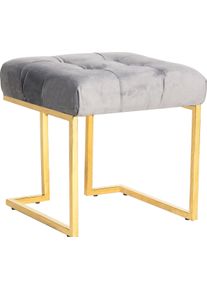 Kayoom Hocker Kruk Rarity 125, elegante uitstraling door goudkleurige frame hoekig, fluweelzacht, doorgestikt, met sierknopen, edelstalen frame (1