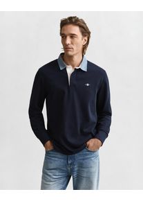 Gant Poloshirt met lange mouwen REG CHAMBRAY HEAVY RUGGER heren lange mouwen maat M blauw