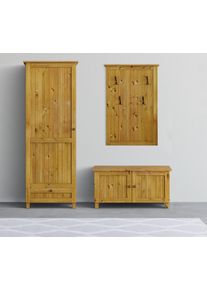 Home Affaire Kapstokpaneel Juventus uit massief dennenhout, 4 dubbele haken (1 stuk) kapstokken beige