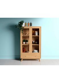 WOODMAN Vitrinekast Kensal in eenvoudig scandinavisch design, houtfineer van eiken, fsc vitrinekasten beige