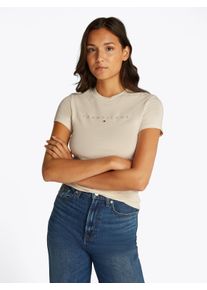 Tommy Jeans T-shirt TJW SLIM TONAL LINEAR TEE EXT dames t-shirts maat S (36) beige