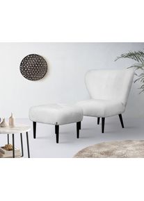 LeGer Home by Lena Gercke Fauteuil Dinah Knoopdetails op de achterkant, naar keuze met of zonder poef/voetenbank fauteuils maat Chenille-structuur