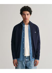 Gant Cardigan CASUAL COTTON ZIP CARDIGAN Met ribbels aan opstaande kraag, mouwen en zoom heren gebreide vesten maat M blauw