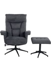 Duo Collection Relaxfauteuil Olvera met voetenbank en relaxfunctie, 360 graden draaibaar grijs, banken, 87 cm