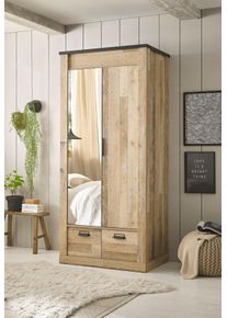 Home Affaire Kledingkast SHERWOOD linn kast garderobe met spiegel kan worden gebruikt met kledingstang of legplanken, breedte 93 cm kledingkasten