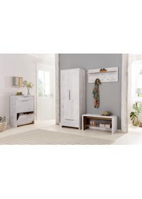 Home Affaire Kapstokpaneel Auckland met 1 metalen stang en 5 haken, van massief hout, breedte 60 cm kapstokken wit