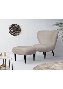 LeGer Home by Lena Gercke Fauteuil Dinah Knoopdetails op de achterkant, naar keuze met of zonder poef/voetenbank fauteuils maat Chenille-structuur