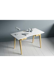 WOODMAN Bureau NICE in scandinavisch design, tafelpoten van massief eiken, fsc bureaus wit