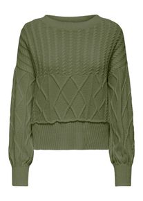 Only Gebreide trui ONLKAYA LIFE LS LOOSE CABLE ONECK CC KNT dames truien maat L (40) groen