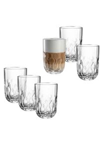 Leonardo Latte macchiato glas GOCCE, 380 ml, 6-stuks set 2. variant, met druppelrelief (set, 6-delig) glazen wit