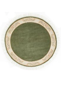LUXOR living Wollen kleed Giza 100% wol, handgeknoopt, met bies en franjes, oosterse tapijt wollen vloerkleden groen
