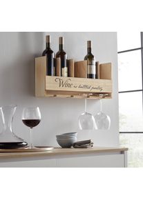 Home Affaire Flessenrek met houder voor flessen en glazen wijnrekken beige