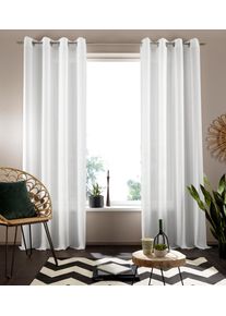 my home Gordijn Nora Ondoorzichtig, linnen-look, polyester (1 stuk) kant & klaar gordijnen maat 4 wit