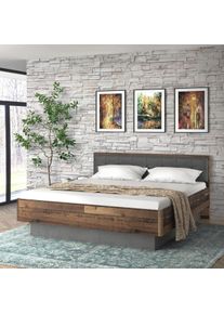 FORTE Futonbed Clif, Bedopstelling, Old – Hout Vintage, Betonnen Uiterlijk Donkergrijs futonbedden grijs