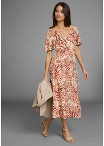 Laura Scott Zomerjurk opvallende tailleband met striksluiting, midijurk dames zomerjurken maat 36 beige