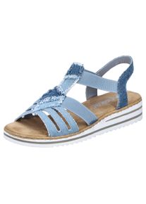 Rieker Sleehaksandaaltjes Zomerschoen, sandaal, sleehak, vakantieschoen met zij-elastieken dames sandalen met sleehak maat 36 blauw