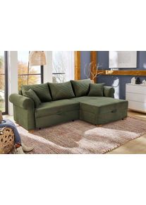 Jockenhöfer Jockenhöfer Gruppe Hoekbank List L-vorm veel opbergruimte, 2 aparte liggedeeltes, ottoman voetenbank/poef links of rechts groen, hoekbanken, Breedte