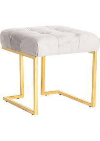 Kayoom Hocker Kruk Rarity 125, elegante uitstraling door goudkleurige frame hoekig, fluweelzacht, doorgestikt, met sierknopen, edelstalen frame (1