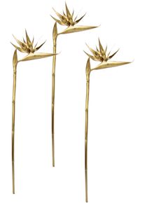 I.GE.A. Kunstbloem Paradijsvogelplant Exotische decoratieve tak, tropische bloem, 3-delige set (3 stuks) kunstbloemen goud(kleur)
