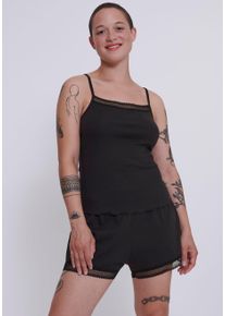 Sloggi Top met spaghettibandjes GO Ribbed Spaghetti Top met fijne tonale strepen dames spaghettitops maat S zwart