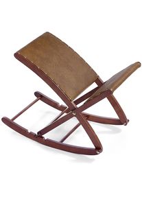 Maximex Voetenbankje Comfort Beinschaukel, massief houten frame, drievoudig verstelbaar, opvouwbaar hockers maat Imitatieleer bruin