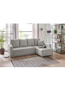 Jockenhöfer Jockenhöfer Gruppe Hoekbank Kappeln L-vorm inclusief slaapfunctie, bedbox, voetenbank links of rechts grijs, hoekbanken, Breedte ligoppervlak: 137 cm,