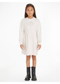 Tommy Hilfiger Gebreide jurk EMB FLOWER KNITTED DRESS LS Kinderen tot 16 jaar met logo-opdruk meisjes jurken met print maat 16 (176) wit