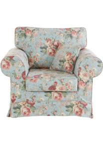 Home Affaire Fauteuil Shadmoor Hoezen-look, in uni of met bloemenprint, passend bij de Shadmoor-serie fauteuils maat Weefstof print multicolor
