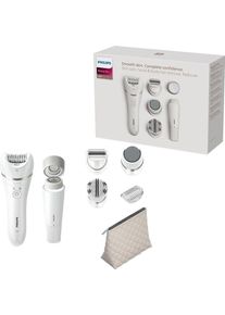 Philips Epilator Beauty Set Series 9000 BRE770/92 inclusief gezichtshaarverwijderaar en tas, nat-en droogfunctie epileerapparaten wit