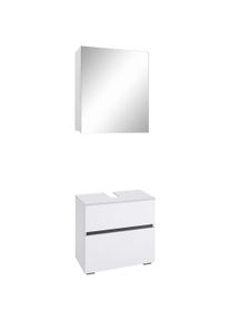 Home Affaire Badmeubelset Wisla Spiegelschrank, WBU met sifonaansluiting en push-to-open, breedte 60 cm (set, 2 stuks) badmeubelsets wit