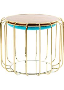 Kayoom Bijzettafel Pouf Comfortable 110, afneembare en omkeerbare bovenkant praktisch om te bouwen tot tafel of voetenbank/poef, met spiegelglas (1