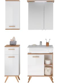 Saphir Badkamerserie Quickset 4-delig, wastafelonderkast met led-spiegelkast Onderkast, hangkast, incl. deurdempers, 5 deuren, 1 lade (4-delig)